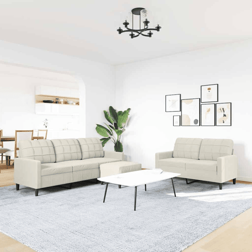 vidaXL 3 pcs conjunto de sofás com almofadões veludo cor creme vidaXL 3 pcs conjunto de sofás com almofadões veludo cor creme
