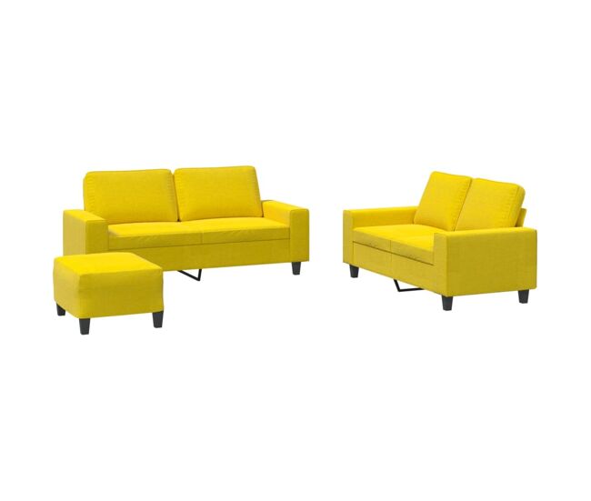 Vidaxl juego de sofás 3 piezas tela amarillo claro