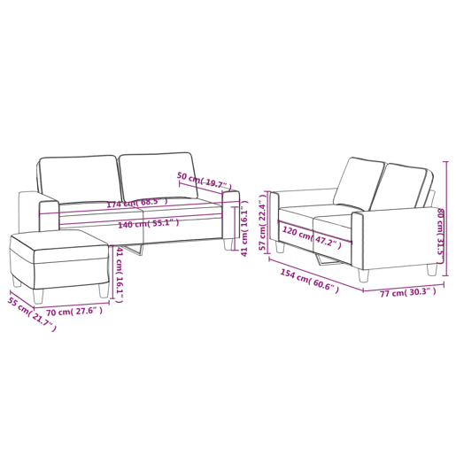 vidaXL 3 pcs conjunto de sofás tecido amarelo-claro vidaXL 3 pcs conjunto de sofás tecido amarelo-claro