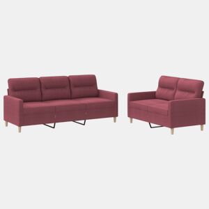vidaXL 2 pcs conjunto de sofás com almofadões tecido vermelho tinto