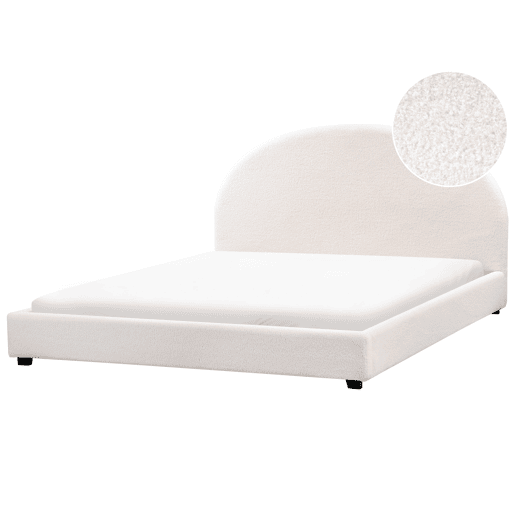 Cama Bouclé VAUCLUSE 180 x 200 cm Branco creme