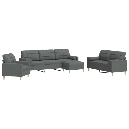 vidaXL 4pcs conjunto sofás c almofadõesapoio pés tecido cinza-escuro vidaXL 4pcs conjunto sofás c almofadõesapoio pés tecido cinza-escuro