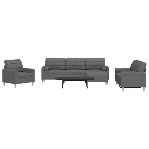 vidaXL 4pcs conjunto sofás c almofadõesapoio pés tecido cinza-escuro vidaXL 4pcs conjunto sofás c almofadõesapoio pés tecido cinza-escuro