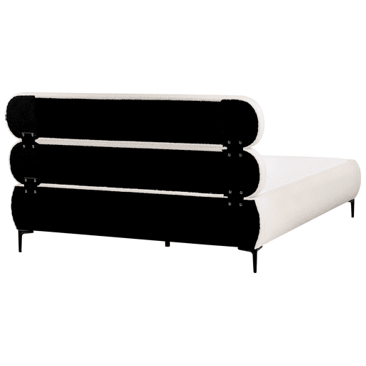 Cama Bouclé LESSAY 160 x 200 cm Branco creme