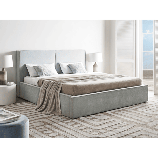 Cama baú Tecido MOISSAC 180 x 200 cm Azul claro