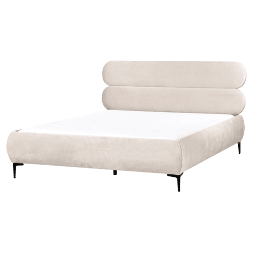 Cama Veludo LESSAY 160 x 200 cm Creme claro