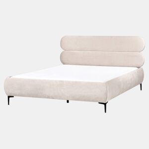 Cama Veludo LESSAY 160 x 200 cm Creme claro