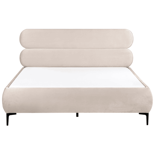 Cama Veludo LESSAY 160 x 200 cm Creme claro