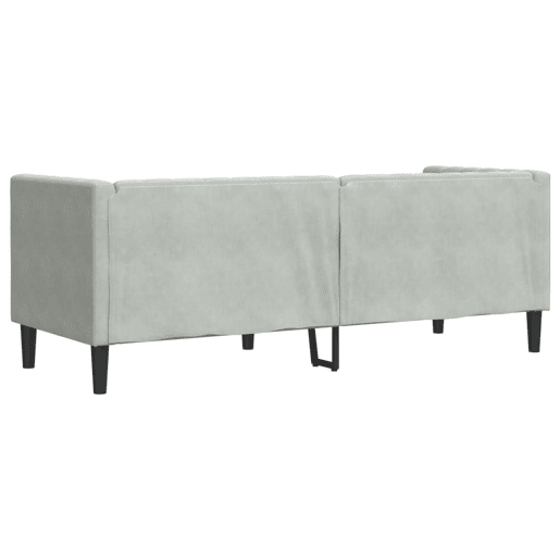 vidaXL Sofá chesterfield com rolos 3 lugares veludo cinzento-claro