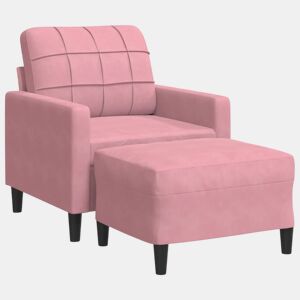 vidaXL Poltrona com apoio de pés 60 cm veludo rosa