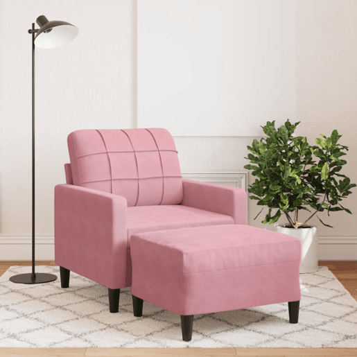 vidaXL Poltrona com apoio de pés 60 cm veludo rosa vidaXL Poltrona com apoio de pés 60 cm veludo rosa