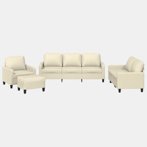 vidaXL 4 pcs conjunto sofás c almofadões couro artificial cor creme