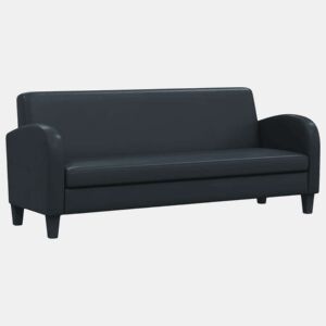 vidaXL Sofá de 3 lugares couro artificial preto