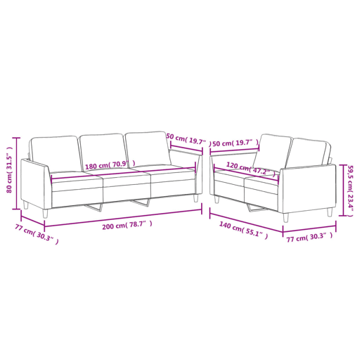 vidaXL 2 pcs conjunto sofás c almofadões couro artif. vermelho tinto