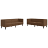 vidaXL 2 pcs conj. de sofás chesterfield camurça artificial castanho