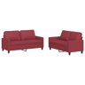 vidaXL 2 pcs conjunto sofás c almofadões couro artif. vermelho tinto