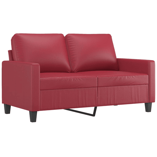 vidaXL 2 pcs conjunto sofás c almofadões couro artif. vermelho tinto