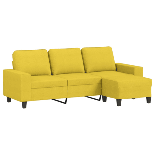 vidaXL Sofá de 3 lugares com apoio de pés 180 cm tecido amarelo-claro
