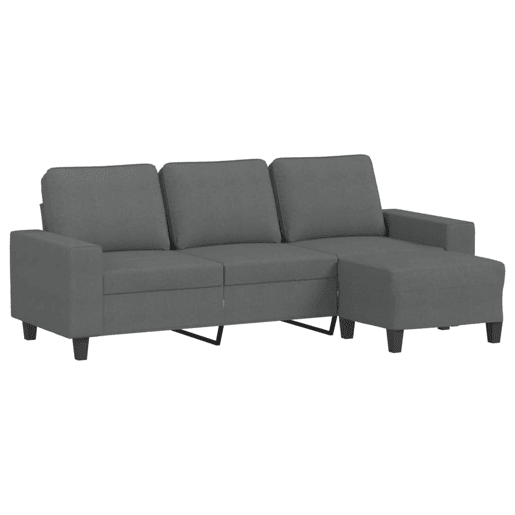 vidaXL Sofá de 3 lugares com apoio de pés 180 cm tecido cinza-escuro