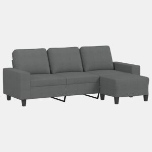 vidaXL Sofá de 3 lugares com apoio de pés 180 cm tecido cinza-escuro