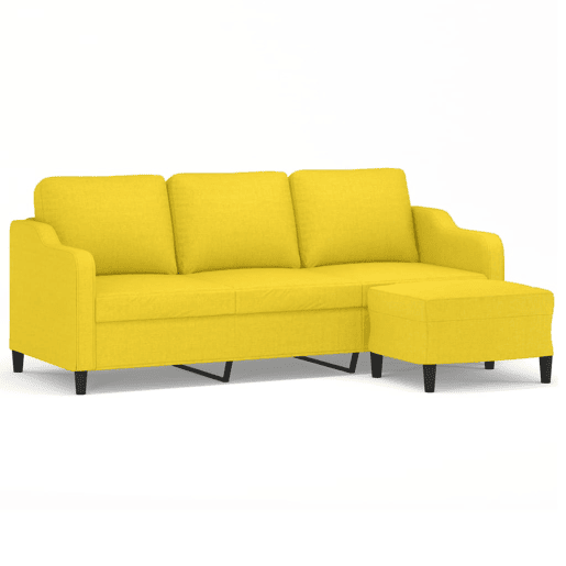 vidaXL Sofá de 3 lugares com apoio de pés 180 cm tecido amarelo-claro vidaXL Sofá de 3 lugares com apoio de pés 180 cm tecido amarelo-claro