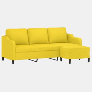 vidaXL Sofá de 3 lugares com apoio de pés 180 cm tecido amarelo-claro