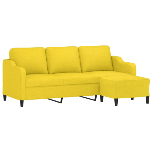 vidaXL Sofá de 3 lugares com apoio de pés 180 cm tecido amarelo-claro vidaXL Sofá de 3 lugares com apoio de pés 180 cm tecido amarelo-claro