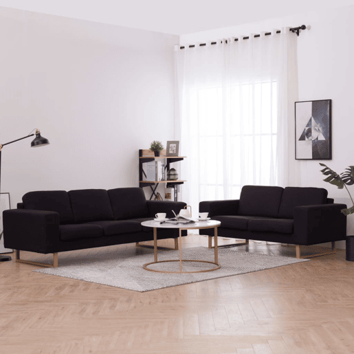 vidaXL 2 pcs conjunto de sofás tecido preto