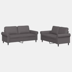 vidaXL 2 pcs conjunto de sofás c almofadões couro artificial cinzento