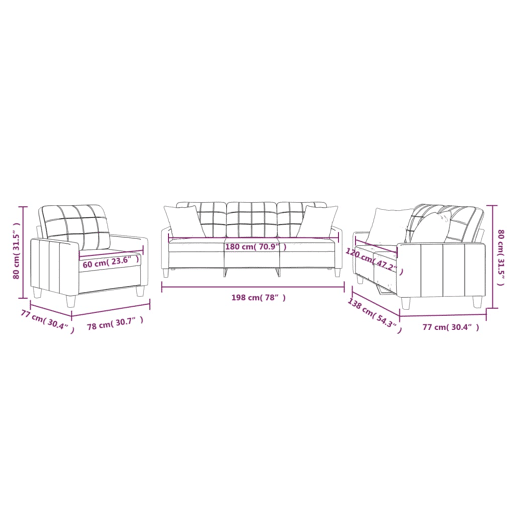 vidaXL 3 pcs conjunto de sofás com almofadas couro artificial preto