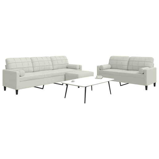 vidaXL 3 pcs conjunto de sofás com almofadões e rolos veludo creme vidaXL 3 pcs conjunto de sofás com almofadões e rolos veludo creme