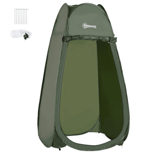Outsunny Tenda de Duche para Campismo Dobrável Pop UP Tenda de Privacidade com proteção UV e Tecido Impermeável 100x100x185cm Verde Escuro