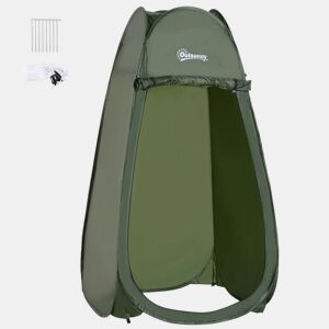 Outsunny Tenda de Duche para Campismo Dobrável Pop UP Tenda de Privacidade com proteção UV e Tecido Impermeável 100x100x185cm Verde Escuro