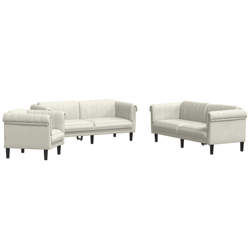 vidaXL 3 pcs conjunto de sofás veludo cor creme vidaXL 3 pcs conjunto de sofás veludo cor creme