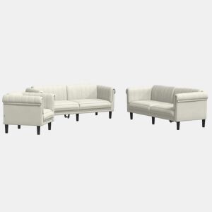 vidaXL 3 pcs conjunto de sofás veludo cor creme