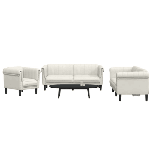vidaXL 3 pcs conjunto de sofás veludo cor creme vidaXL 3 pcs conjunto de sofás veludo cor creme
