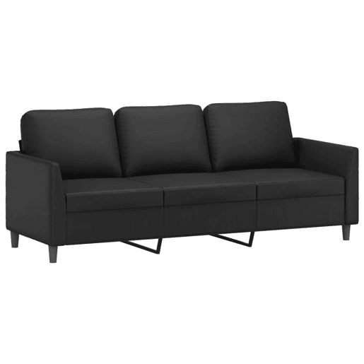 vidaXL Sofá de 3 lugares c apoio de pés 180 cm couro artificial preto