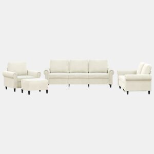 vidaXL 4 pcs conjunto de sofás com almofadões veludo cor creme
