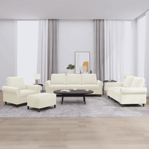 vidaXL 4 pcs conjunto de sofás com almofadões veludo cor creme vidaXL 4 pcs conjunto de sofás com almofadões veludo cor creme
