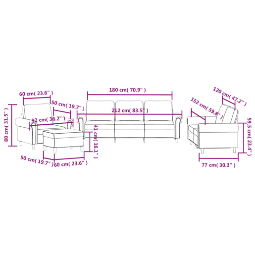 vidaXL 4 pcs conjunto de sofás com almofadões veludo cor creme vidaXL 4 pcs conjunto de sofás com almofadões veludo cor creme