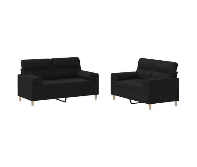 Vidaxl juego de sofás con cojines 2 piezas tela negro