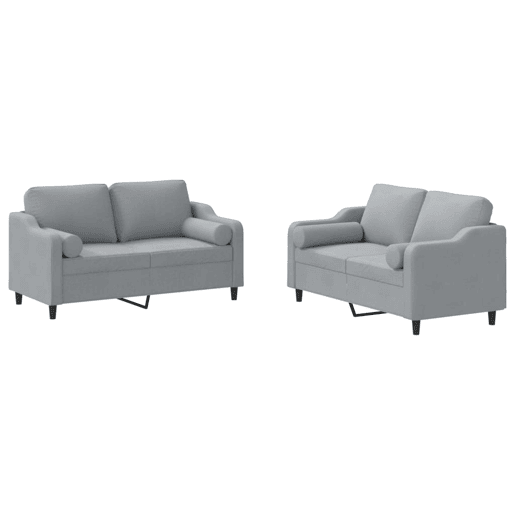 vidaXL 2 pcs conjunto de sofás com almofadas tecido cinzento-claro vidaXL 2 pcs conjunto de sofás com almofadas tecido cinzento-claro