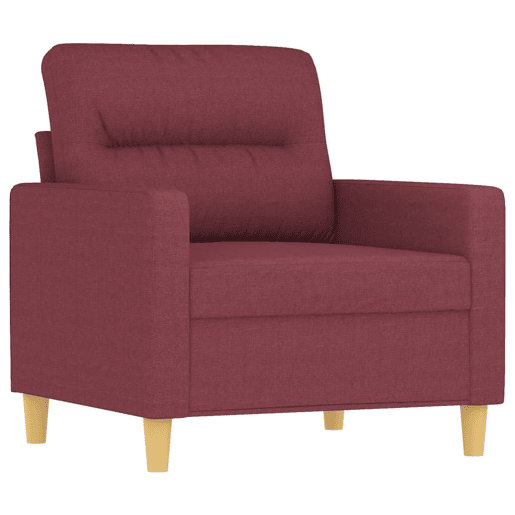 vidaXL 3 pcs conjunto de sofás com almofadões tecido vermelho tinto