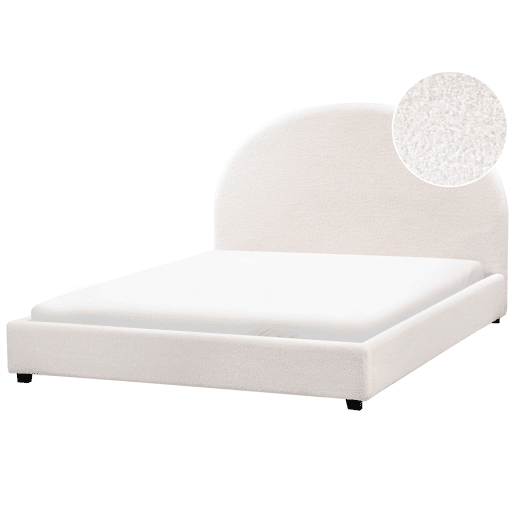 Cama Bouclé VAUCLUSE 140 x 200 cm Branco creme