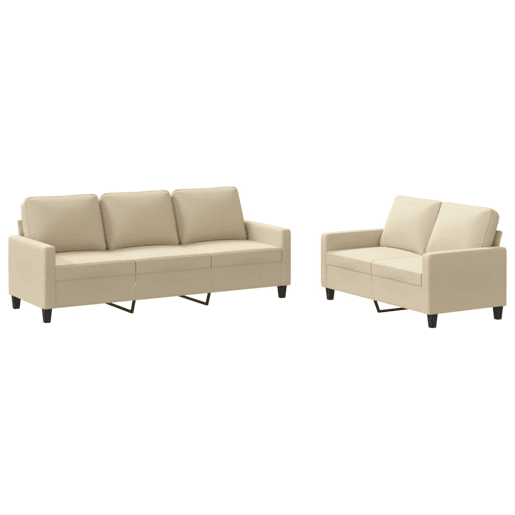 vidaXL 2 pcs conjunto de sofás com almofadões tecido cor creme vidaXL 2 pcs conjunto de sofás com almofadões tecido cor creme