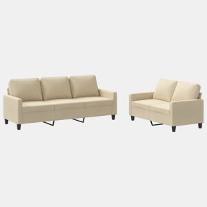 vidaXL 2 pcs conjunto de sofás com almofadões tecido cor creme