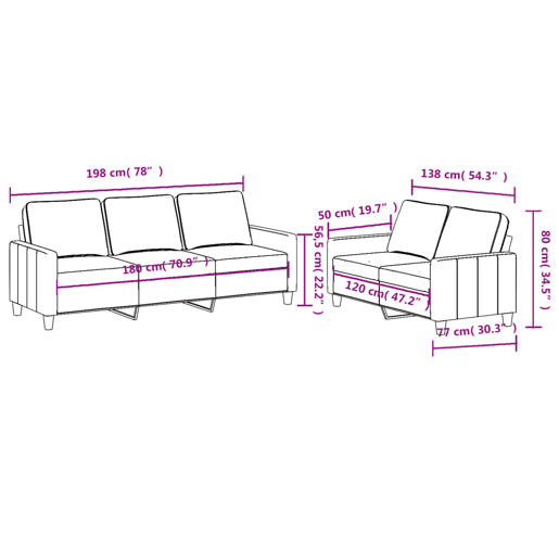 vidaXL 2 pcs conjunto de sofás com almofadões tecido cor creme vidaXL 2 pcs conjunto de sofás com almofadões tecido cor creme