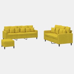 vidaXL 3 pcs conjunto de sofás com almofadões veludo amarelo
