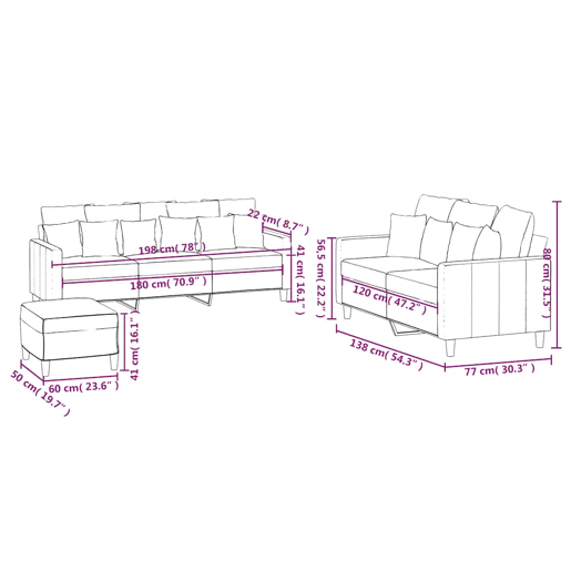 vidaXL 3 pcs conjunto de sofás com almofadões veludo amarelo