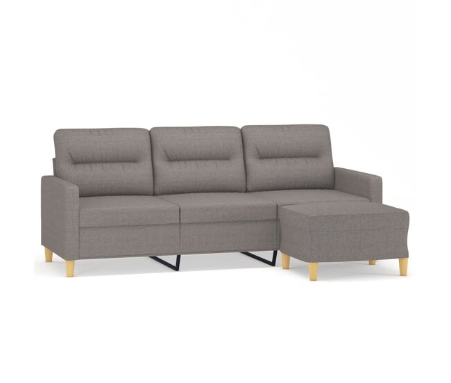 Vidaxl sofá de 3 plazas con taburete de tela gris taupe 180 cm